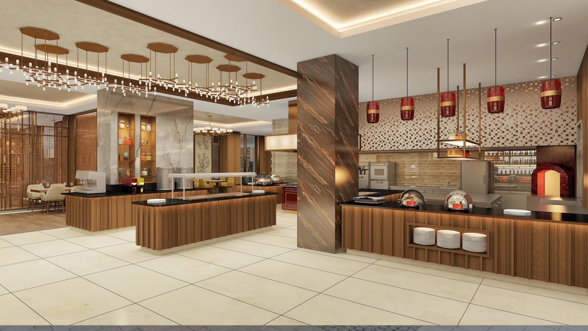 Doubletree By Hilton Skopje Hotel Bagian luar foto The interior of the restaurant
